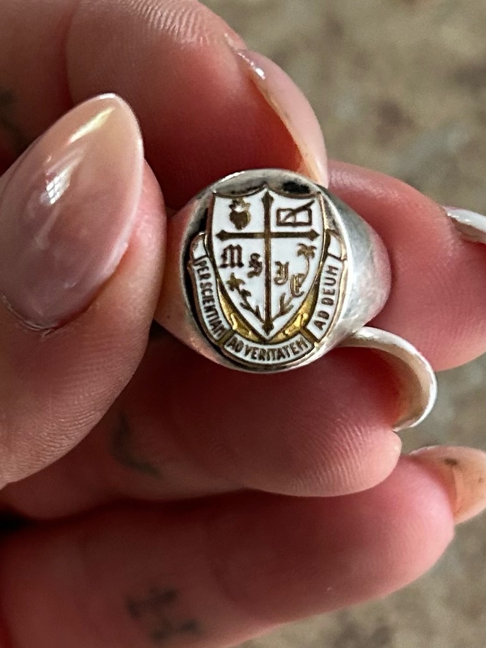 Sterling Silver Shield Signet Ring in Silver and Gold Tones